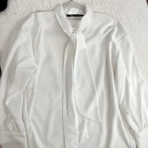 ZARA Tied Satin Blouse